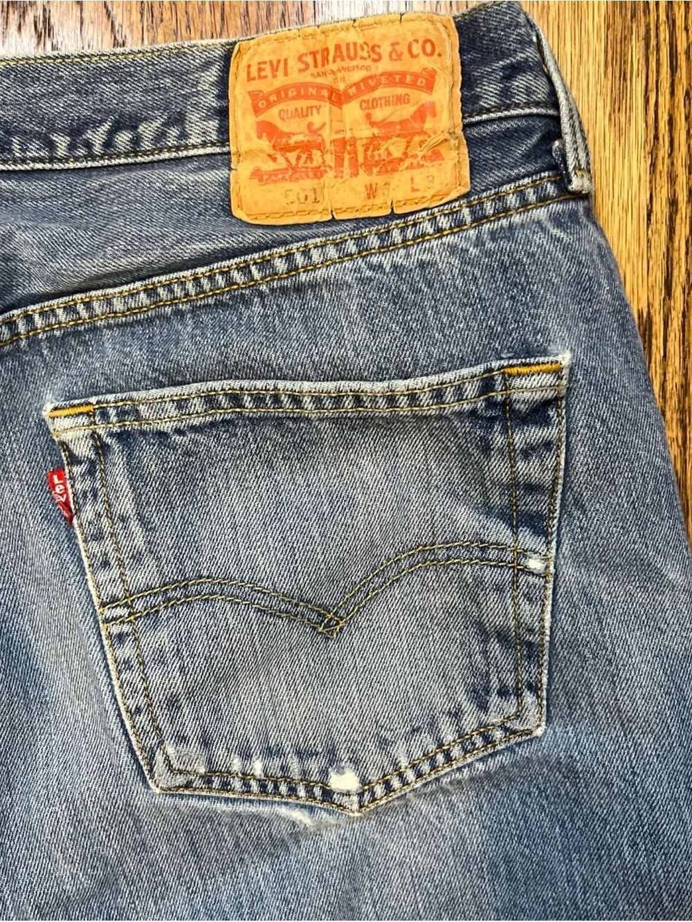Levi's 501 Distressed Denim Jeans Made in Mexico 36x30 Stonewashed Faded Grunge